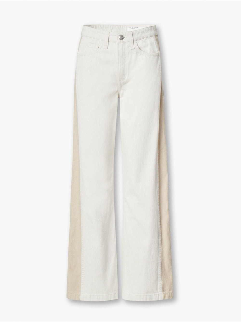 rag & bone Two-Tone Wide-Leg Jeans in Off-White and Beige